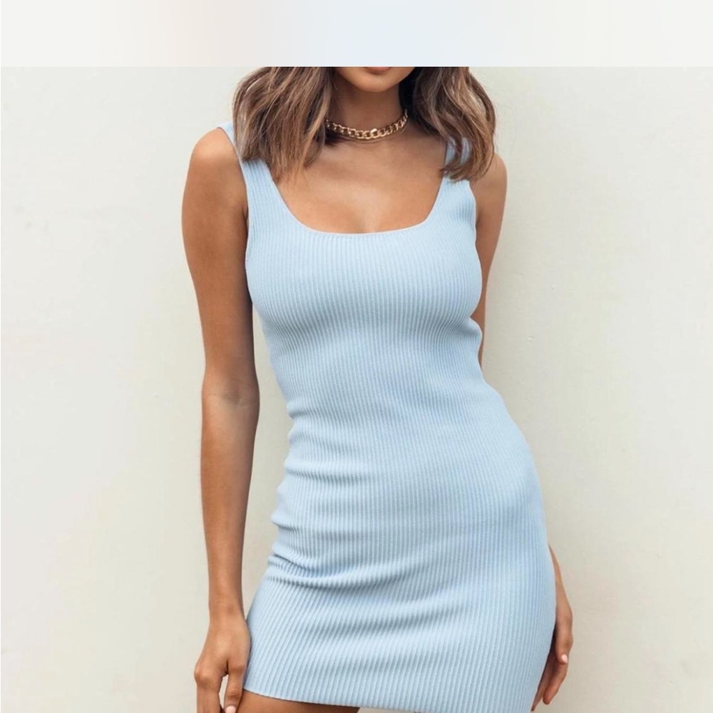 Princess Polly blue ribbed dress